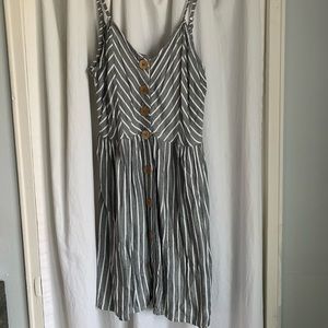 Ardene Grey and White Striped Dress